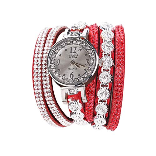 POLP Belleza Mujer Reloj de Pulsera de Cuarzo analógico con Esfera de Pulsera de Cristal Brillante Vintage Reloj Pulsera para Mujer Moda Mirar,Largo 40 cm (B)