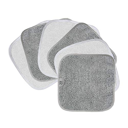 Polyte - Toalla facial desmaquillante de microfibra superabsorbente - Hipoalergénica, sin elementos químicos - Gris/blanco - 20 x 20 cm - Pack de 6