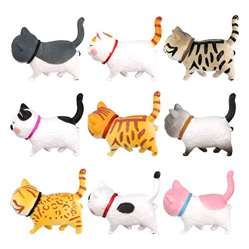 PTN Imanes Nevera, Gato Decorativo, Imán de Oficina con Diseño para Nevera o Gato, Adornos de Gatos, Imán Fuerte del Refrigerador del Gato Estéreo 3D, Imán Animal Decorativo Lindo del Imán（9 PCS）