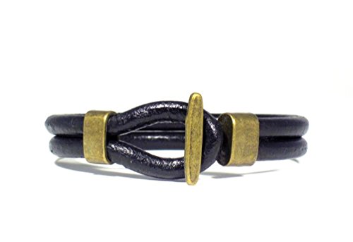 Pulsera de Cuero para Hombre con Cierre Náutico color Bronce, Hecha a Medida