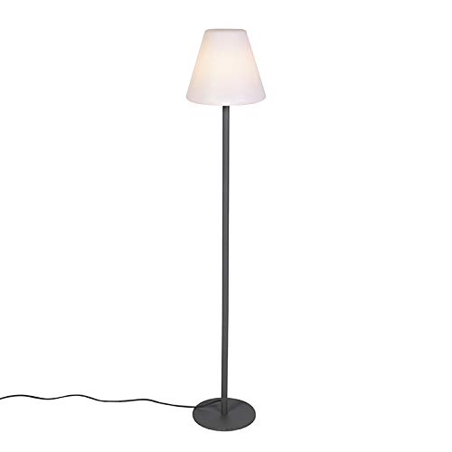 QAZQA Moderno Lámpara de pie moderna gris oscuro IP44 - VIRGINIA Plástico/Acero inoxidable Redonda/Alargada Adecuado para LED Max. 1 x 23 Watt