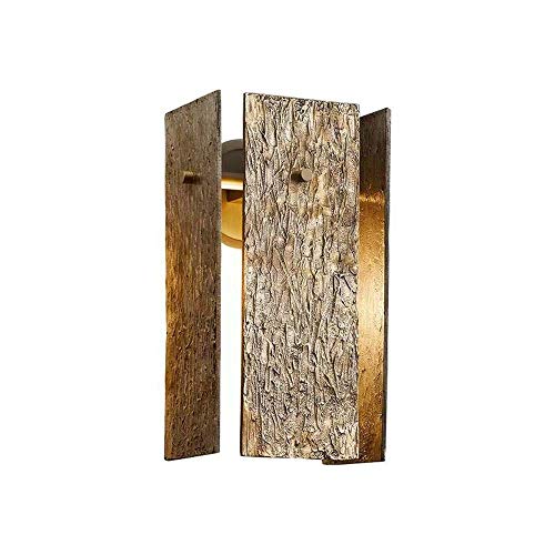 QCSMegy Postmodern Luz Lujo Simple Cobre Lámpara de Pared Diseñador Sala Dormitorio Decoración de Pared Personalidad Bark Textura Lámpara Distancia Pared 135*W150*H250mm