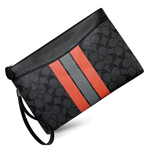 QIDI Bolsa De Mano Poliéster Negro Imprimir De Moda Bolsa De Hombres (Color : T-1, Tamaño : One Size)