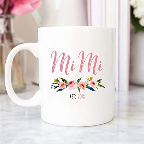 Rae Esthe Taza de café Mimi To Be Gifts, Baby Announcement Mimi Mug Taza de té de café de Vidrio de cerámica Blanca para el Festival de Acción de Gracias de Navidad