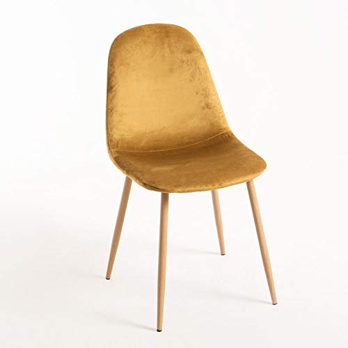 Regalos Miguel - Sillas Comedor - Silla Teok Terciopelo - Amarillo - Envío Desde España