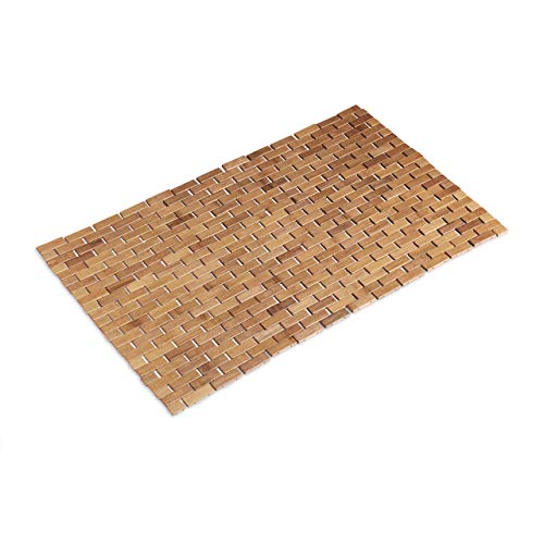 Relaxdays Esterilla de bambú, Enrollable, Antideslizante, Impermeable, 50x80 cm, Natural