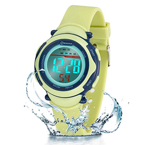 Relojes Infantiles para niños, Reloj Deportivo Digital al Aire Libre a Prueba de Agua con Alarma/Cronómetro, Resistencia al Agua Reloj Infantil Aprendizaje para Niños (Verde-8568)