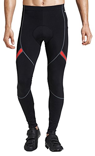 Santic Pantalon Ciclismo Hombre Largo Pantalon Bicicleta Pantalones Ciclista Hombre Largos Pantalon MTB Hombre Negro-Rojo EU XL