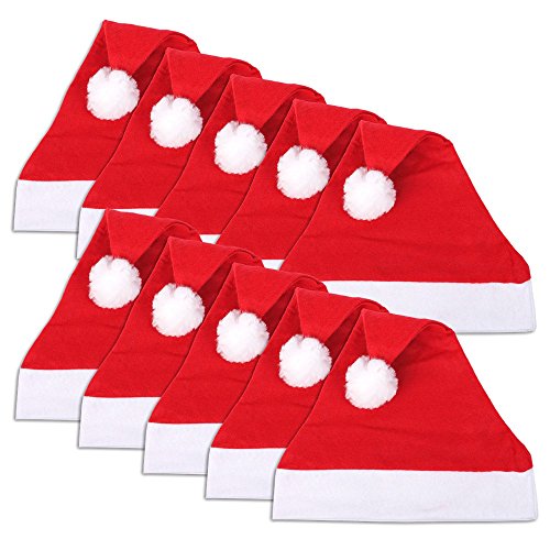 Schramm® 20 Piezas. Gorros de Navidad 30x41cm Gorros de Papá Noel Gorra de Papá Noel 20 Piezas.