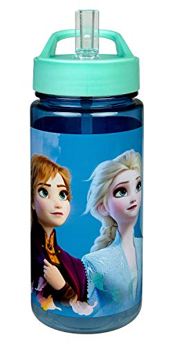 Scooli FRUW9913 Aero - Botella de plástico con pajita integrada y boquilla para beber (500 ml), diseño de Frozen II