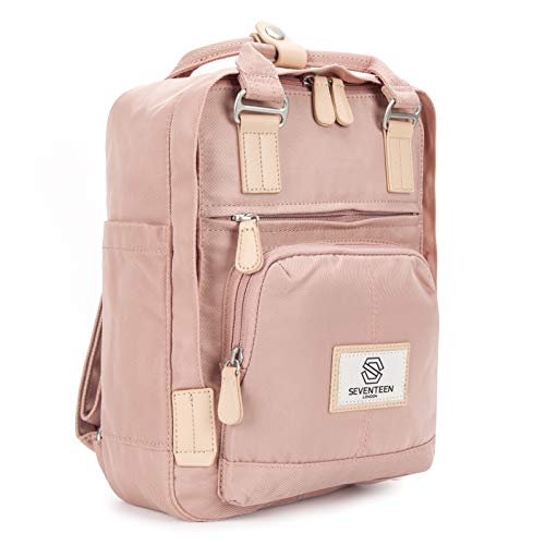 SEVENTEEN LONDON – Mochila Hackney Mini Moderna, Simple y Unisex con un Acabado Rosa al Estilo de una Mochila escandinava Tableta