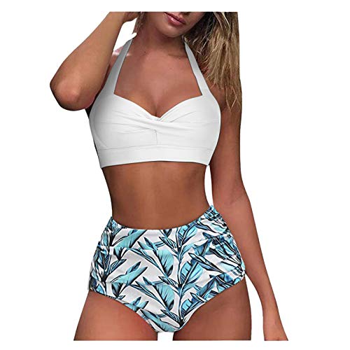 Sexy Mujer Trajes de Baño Dos Piezas Elegante Estampado Ajustables Halter Top Bañadores Moda Tanga Braga Braguitas Traje de baño de Mujer Ropa de Playa