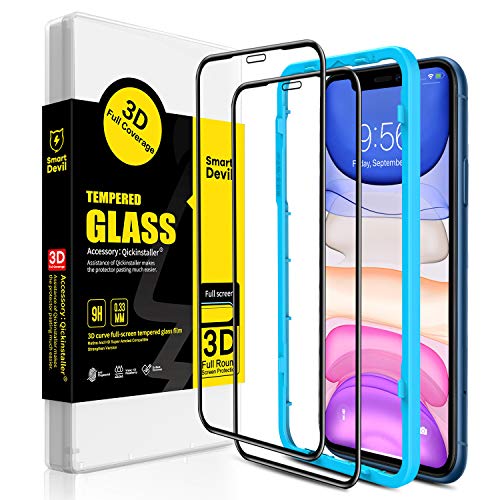 SmartDevil [2 Pack Protector Pantalla de iPhone XR/iPhone 11,Cristal Templado iPhone XR/iPhone 11,Vidrio Templado[Fácil de Instalar][3D Borde Redondo][Garantía de por Vida] para iPhone XR/iPhone 11