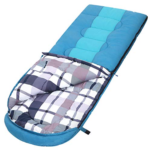 SONGMICS Saco de Dormir Grande con Bolsa de Compresión, Temperatura Ideal 5-15°C, 3-4 Estaciones, Fácil de Llevar, Ligero, Compacto, para Viaje, 220 x 84 cm, Cerceta Azul y Turquesa GSB30BU