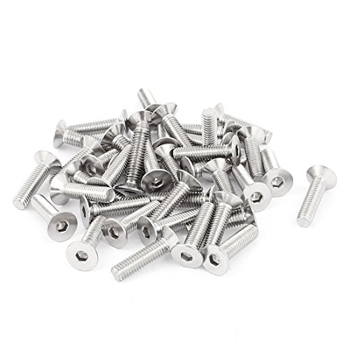 sourcingmap® M6 x 25mm plana cabeza avellanada el Tornillo allen DIN 7990 tono Plata 40pcs