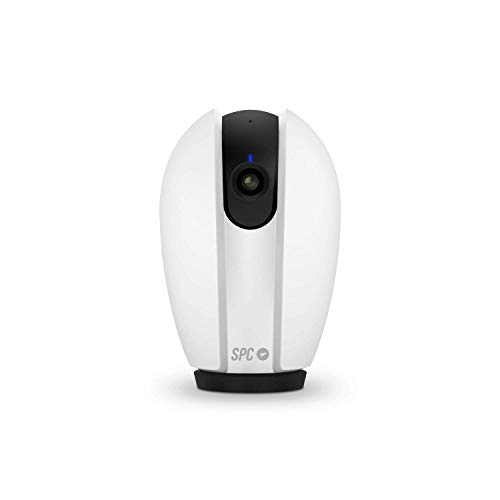 SPC Teia 2- Cámara de Seguridad Inteligente Wi-Fi: 360º de visión, visión Nocturna 10m, Alarma de Movimiento, detección de Sonido, Full HD 1080p, Dual Speaker, Control App, Doble instalación