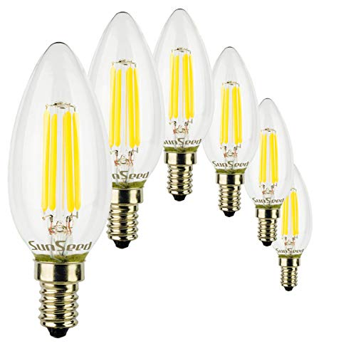 SunSeed 6x Bombilla Vela Filamento LED E14 4W = 40W Blanco Neutro 4000K