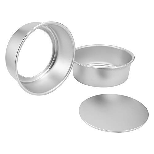 SUSSURRO – Juego de 2 moldes redondos para tartas de 6 pulgadas con base extraíble antiadherente de aluminio para repostería, pastel, postre de boda o cumpleaños