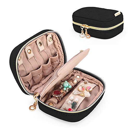 Teamoy Bolsa Organizadora de Joyas de Viaje, Organizador de Joyas, Estuche Joyero para Almacenar Pulseras, Anillos, Collares, Pendientes y otros artículos de belleza, Negro (Solo Bolsa).