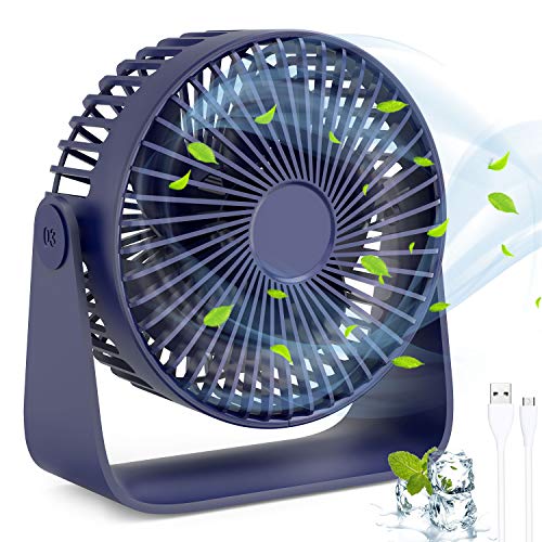 TedGem Mini Ventilador USB, Ventilador de Mesa 360 ° Rotación, Ventilador USB Silencioso Puede Poner Aceites de Aromaterapia, 3 Ajustable Velocidades para el Hogar, Oficina, USB Alimentado (Azul)