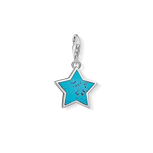 Thomas Sabo - Colgante de Mujer "Estrella turquesa Charm Club", Plata de Ley 925, Azul Turquesa