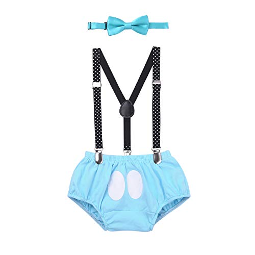 TiaoBug 3Pcs Traje Animal Infántil Bebés para Primer Cumpleaños Fiestas Braguita de Bebé Niñas con Liga Ajustable Chulo Niños Bottoms Sets Sky Blue Una Talla