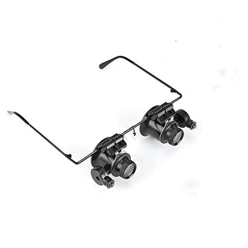 TMISHION 20x Diadema Lupa con LED, Profesional Cabeza de la Luz Monte Lectura Lupa Visera Gafas para Modelismo, Reparaciones, Coser, Soldadura, Pegar Piezas Pequeñas,Joyería y Relojería