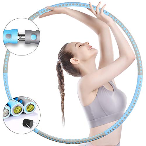 TOMMYFIT® Hoola Hoop - Aro para adultos y principiantes (1-5 kg, acero inoxidable, 6 segmentos extraíbles), color azul y gris