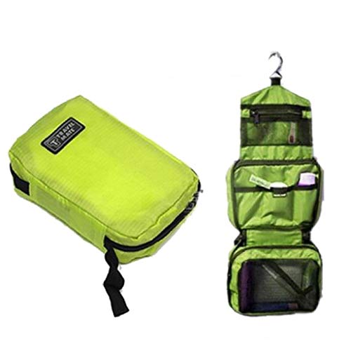 TOSSPER Viaje Neceser Plegable, Almacenamiento Colgantes De Lavado Maquillaje Cosmético del Bolso Portátil Organizador para Camping (Verde)