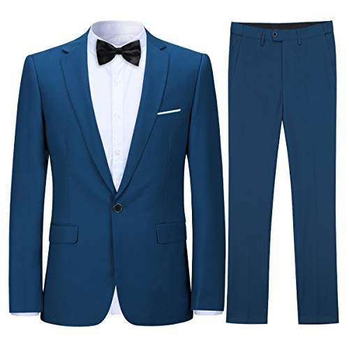 Trajes para Hombre Chaquetas de Traje de Esmoquin de Boda Slim Fit de 2 Piezas con un Solo botón Chaqueta de Botonadura Cruzada