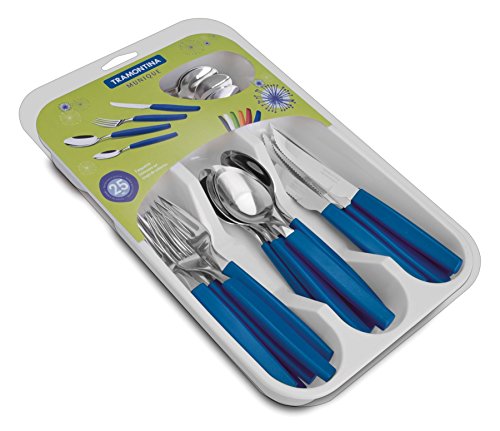 Tramontina 25 Pc. - Bandeja para Cubiertos (Asas Azules)