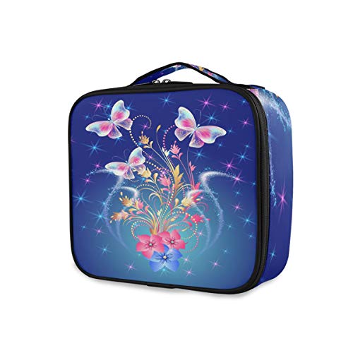 Travel Art Fantasy Floral Gorgeous Butterfly Toiletry Pouch Makeup Bag Storage Tools Cosmetic Train Case Wallet Portable