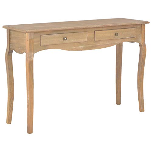 UnfadeMemory Mesa Consola Recibidor de Entrada,Mesa Alta Cocina,Mesa de Entrada,Decoración de Hogar,con 2 Cajones,Estilo Francés,Madera Maciza de Pino,120x35x76cm