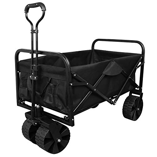 upstartech Carro Plegable Carro de Mano Carrito Carros y vagonetas Carrito Playa Carro Transporte para Jardín hasta Apto para Todo Terreno Marco Acero Carga 80 kg