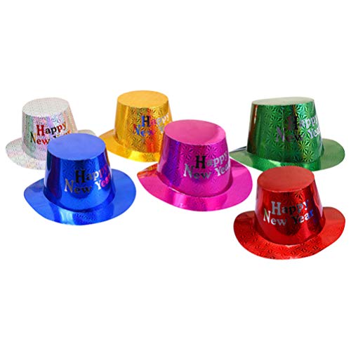 VALICLUD 6Pcs Feliz Año Nuevo Glitter Top Hat 2021 Sparkly Party Sombrero Divertido Papel Mago Disfraz Sombrero Sombreros para La Víspera de Año Nuevo Festival de Primavera Fiesta Regalo