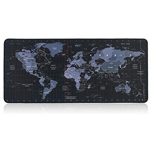 Vicloon Alfombrilla Raton Gaming Grandes World Map Mouse Pad XXL 900x400x3 mm,Impermeable con Base de Goma Antideslizante,Special-Textured Superficie para Gamers Ordenador, PC y Laptop