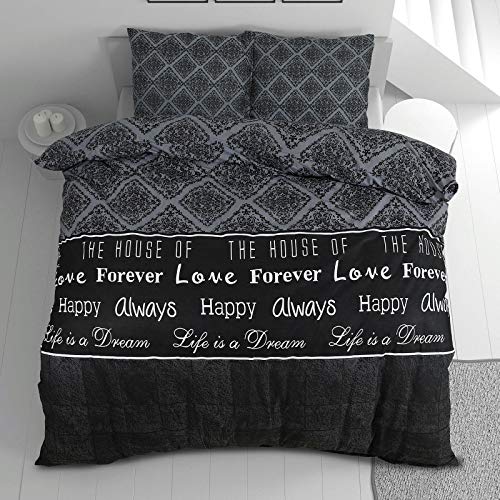 VITAPUR Juego de Ropa de Cama Premium Vitpur - 100% algodón - Dimensiones Disponibles: 140x200 Funda nórdica + 50x70 Funda de Almohada - Love Forever