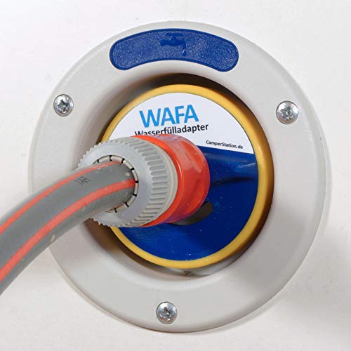 WAFA W3A - Adaptador de tanque de agua de 3 pines para conexión de manguera Gardena a caravana (78 mm de diámetro)