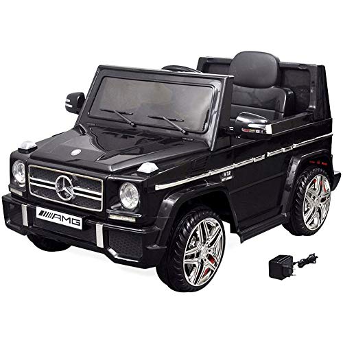 Wakects Coche eléctrico para niños,Correpasillos Eléctrico Mercedes Benz G65 SUV 2 Motores Negro,120 x 70 x 52 cm