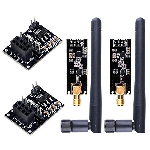 WayinTop 2pcs NRF24L01 + PA + LNA Módulo de Comunicación Transceptor Inalámbrico con SMA Antena 2.4GHz 1100m + 2pcs NRF24L01 Adaptador Inalámbrico 3.3V