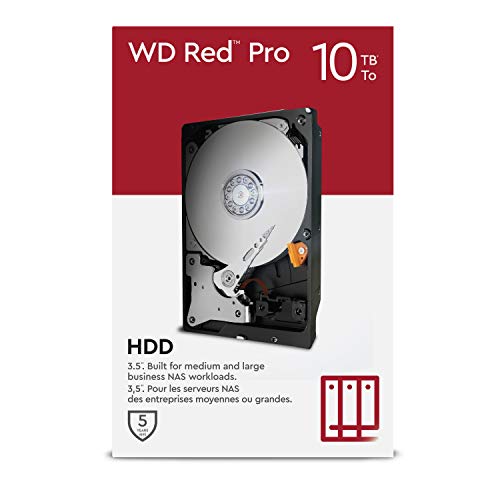 WD Red Pro NAS Disco duro interno de 3.5 pulgadas 10 TB Clase de 7200 r. p. m., SATA de 6 Gb/s, CMR y Caché de 256 MB