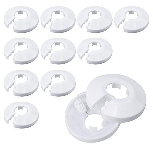 WEKON 12pcs Collar para Tubería, Radiador Plástico de Tubo, Roseta de Tubo, Cubierta de Tubería, Cubierta Collar de Tubo Plástica Blanco PP Diámetro