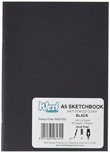 West Design RS261353 1 - Cuaderno de dibujo (tamaño DIN-A5, encuadernado), color negro