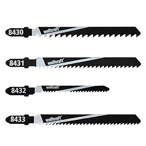 Wolfcraft 8430000 Hojas de Sierra de calar vástago en T/Contenido: Madera, 3X Basto Fino 2X Corte Curvado Pack 10, Set Piezas