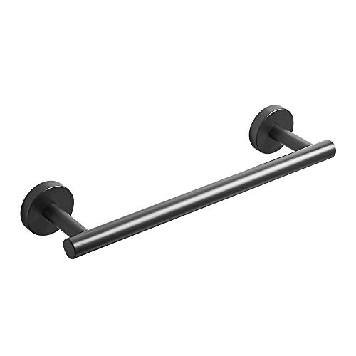 WOMAO - Toallero de acero inoxidable con acabado en negro mate para taladrar, montaje en pared, diseño simple con longitud de 30 cm, acero inoxidable, negro, Towel Holder