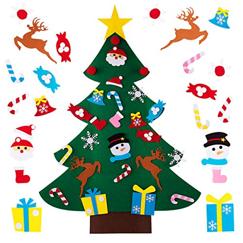 Xiangmall Árbol de Navidad de Fieltro con 25 Ornamentos Desmontables 3.3 ft DIY Adornos Navidad Decoración Colgante Regalo para Niños