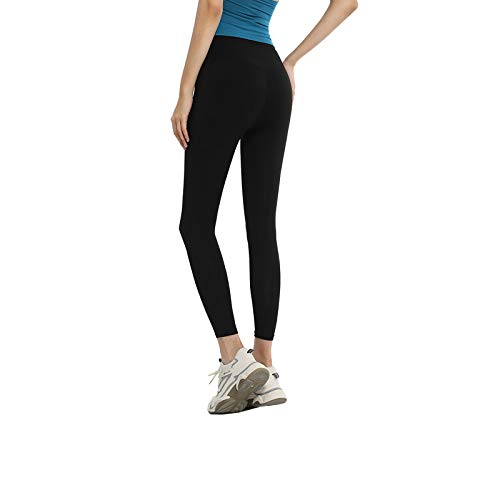 Y-H-X Mujeres High Cintura Entrenamiento Gimnasio Sonrisa Contorno Pantalones sin fisuras Pantalones de yoga Medias,Negro,M