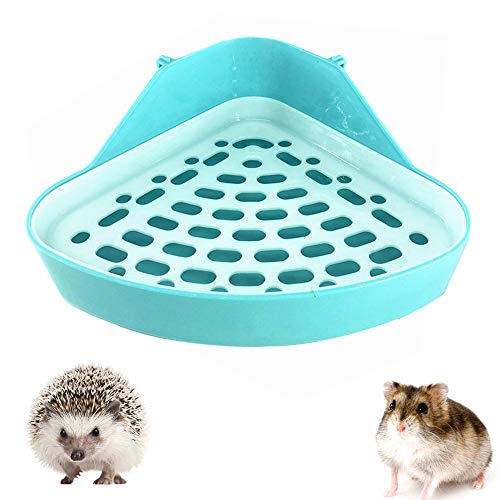 YGHH Bandeja de Arena para Esquina, Bandeja Arena para Inodoro Conejo, Durable El Plastico Inodoro Triangular para Animales Pequeños para Animales Pequeños, Hámster (Cielo Azul)