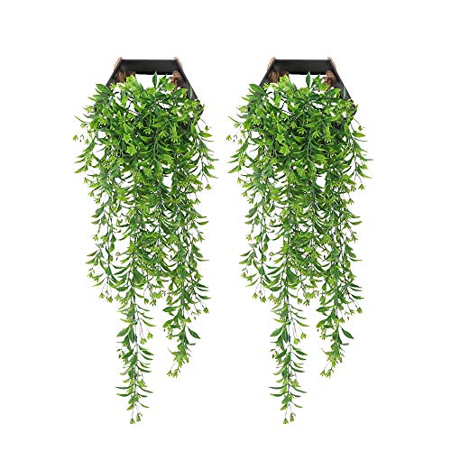 YGSAT 2 PCS Hiedra Hojas Vid Artificial Guirnalda Plantas Decoración Verde de Hogar Jardín Valla Boda Fiesta Ventana Escalera Exterior Plantas Hiedra Artificial Decoración Interior y Exterior/Verde