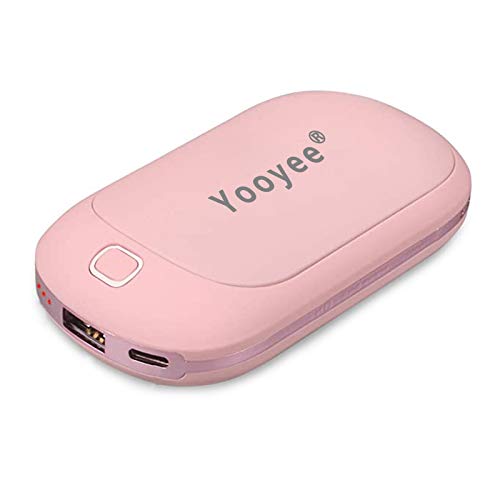 YOOYEE Calentador de Manos de Bolsillo Recargable Powerbank 5200mAh USB Calentadores de Manos Eléctricos Calentamiento de Doble Cara Calentadores Rosado Lindo Rosa